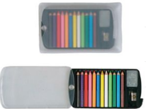 Mini 12 Coloured Pencil Set with Sharpener & Eraser