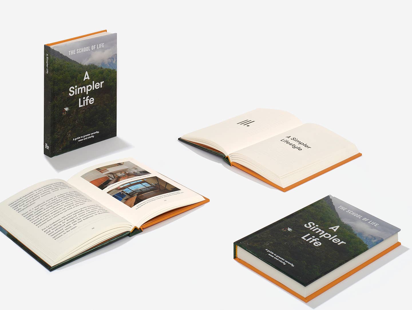 Books titled 'A Simpler Life' on a white background