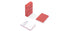 Red playing cards with grid design on a white background