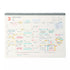 Monthly planner with colorful events and notes on a white background