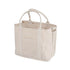 Beige tote bag with handles on a white background