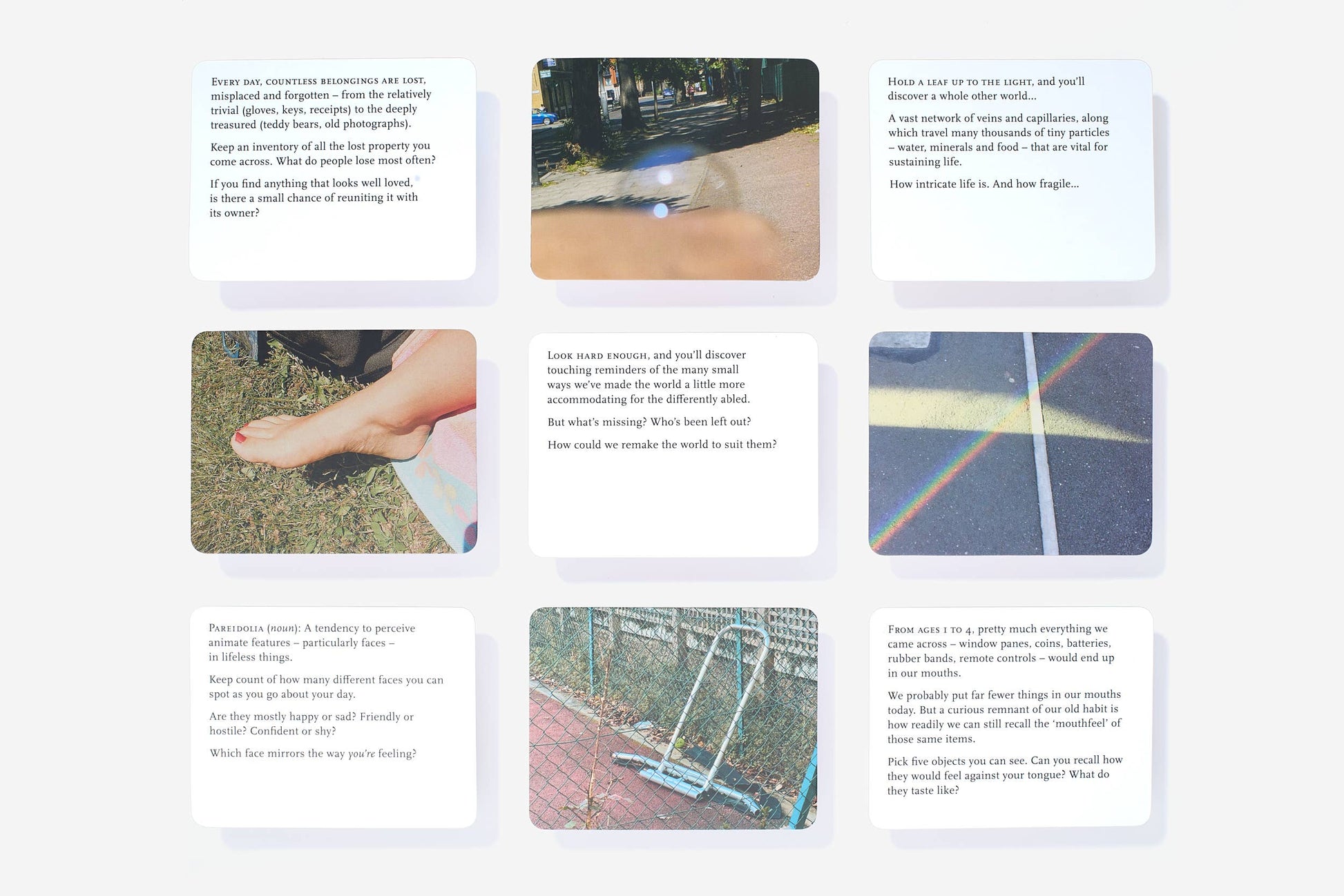 Scattered images and text on a white background