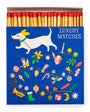Matchbox with decorative design and 'Luxury Matches' text on a white background