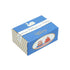 Blue box with 'Patisserie Patis' branding and a swan design on a white background