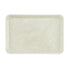 A rectangular ceramic serving tray with rounded corners, featuring a speckled, textured glaze in a light cream-beige color, shown from a top-down view on a white background.