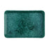 Green rectangular tray with speckled pattern on a white background