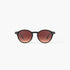 Round sunglasses with a matte black frame and warm brown gradient lenses, shown against a plain white background.