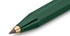 Green pencil with gold accents on a white background