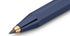 Blue pencil with gold accents on a white background