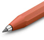 Red pencil with a silver cap on a white background