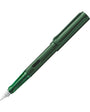 Pen with black and silver design on a white background