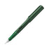 Pen with black and silver design on a white background