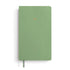 Green notebook with gold embossed text on a white background