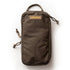 A brown and yellow venture pouch with elastic loops and pockets, alongside a pair of shoes and a bag, suggesting it can be carried in a bag or used as a crossbody bag.