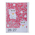 Calendar with cat design on a pink floral background