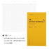 Yellow notebook with grid paper on a white background