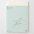 A notebook or planner cover shown flat against a light gray background. The cover is pale mint green with a cream-colored top section and a simple line drawing of a hand writing '2021'.