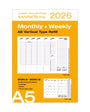 2026 planner refill with monthly and weekly layout on a yellow background