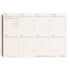 A beige weekly desk pad with a 7-day spread, including Monday to Saturday, with Sunday being a new weekly goal section.