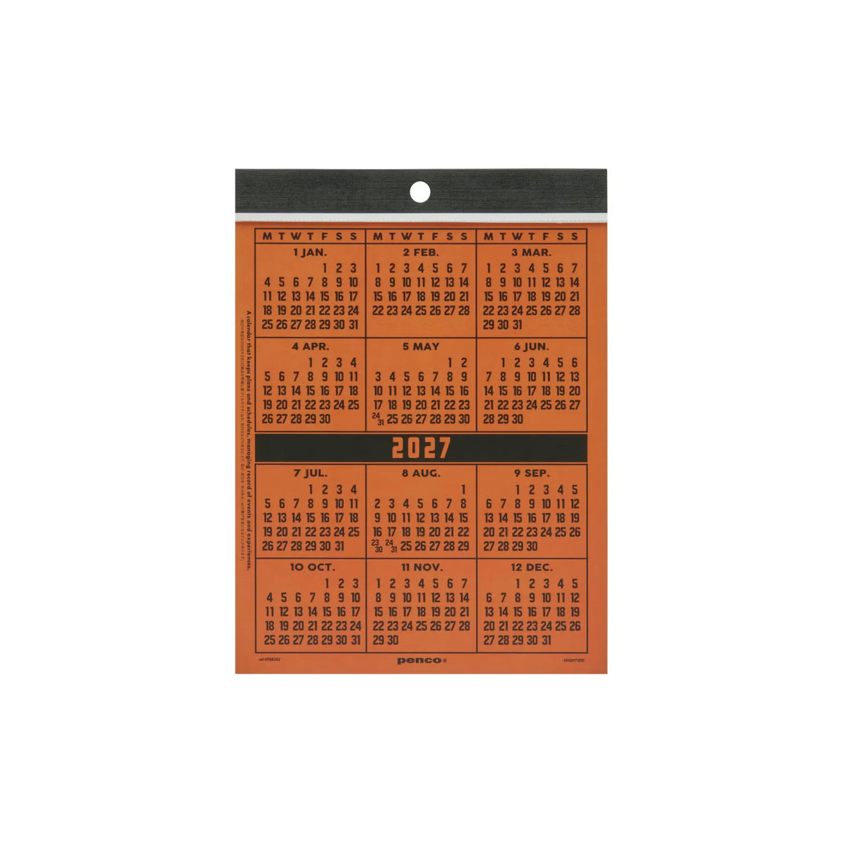 Penco Old School Wall Calendar 2027 A5 End