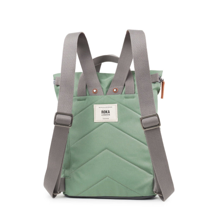 frost coloured backpack on a white background with grey straps
