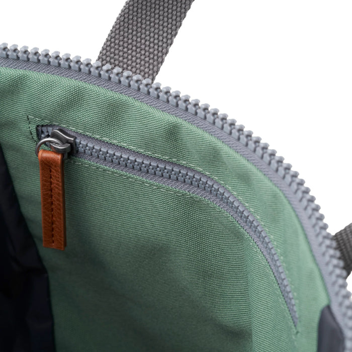 interior of frost coloured backpack on a white background