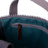 interior of teal coloured backpack