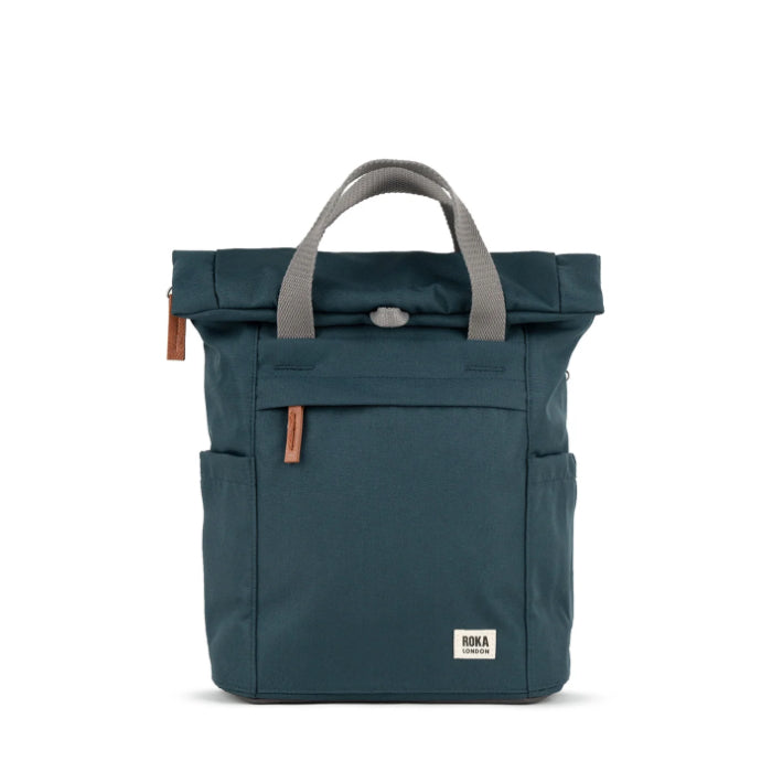 dark grey coloured backpack on a white background