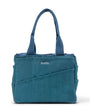 Blue tote bag with 'Sooloa' branding on a white background