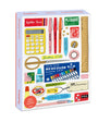 Puzzle box featuring illustrations of stationery items on a white background