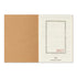 An open travel planner or notebook showing a kraft brown textured cover on the left and an off-white interior page on the right with a thin rectangular border, the red text '2027', and small 'Traveler's Company' branding at the bottom.