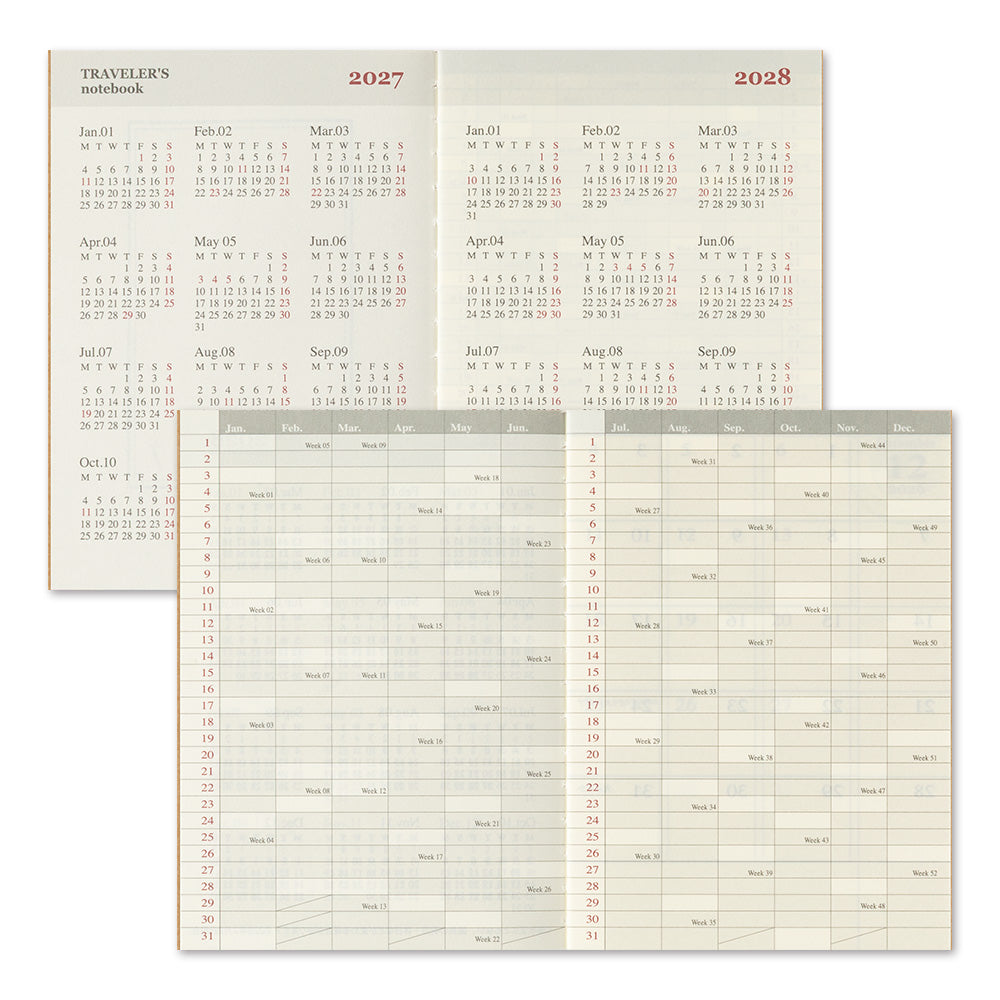 TRAVELER'S Notebook Passport Refill: Monthly Diary 2027 *Pre-Order*
