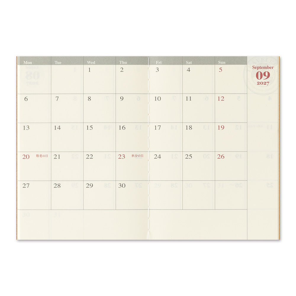 TRAVELER'S Notebook Passport Refill: Monthly Diary 2027 *Pre-Order*