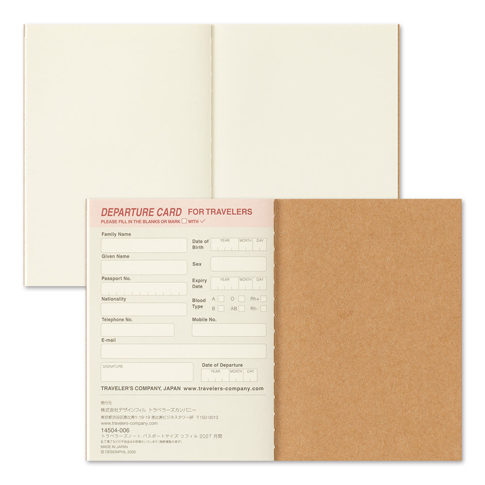 TRAVELER'S Notebook Passport Refill: Monthly Diary 2027 *Pre-Order*