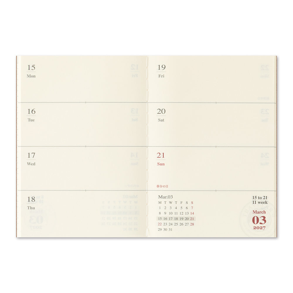TRAVELER'S Notebook Passport Refill: Weekly Diary 2027 *Pre-Order*