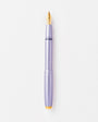 Lilac fountain pen with gold accents on a white background