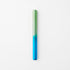 Gradient blue to green cylindrical object on a white background