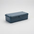 Blue storage box with a lid on a white background
