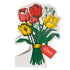 Sticker of a bouquet of red and yellow tulips with a 'Love' tag on a white background