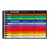 A set of 12 Progresso Koh-I-Mor colored pencils in a black plastic case, arranged vertically to show a full spectrum of colors from orange and green to yellow, red, pink, purple, and white.