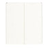 Blank white notebook with a single line down the center on a white background