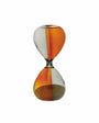Colorful hourglass-shaped object on a white background