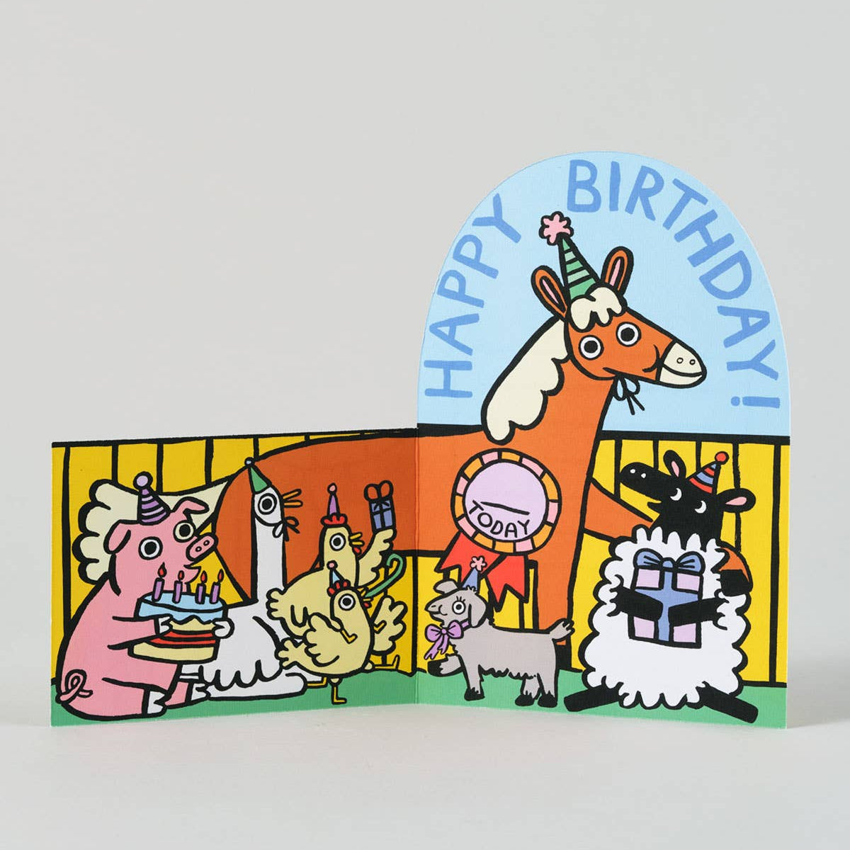 Farmyard Birthday Fold Out Kid's Birthday Card