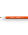 Pen with orange body and white accents on a white background