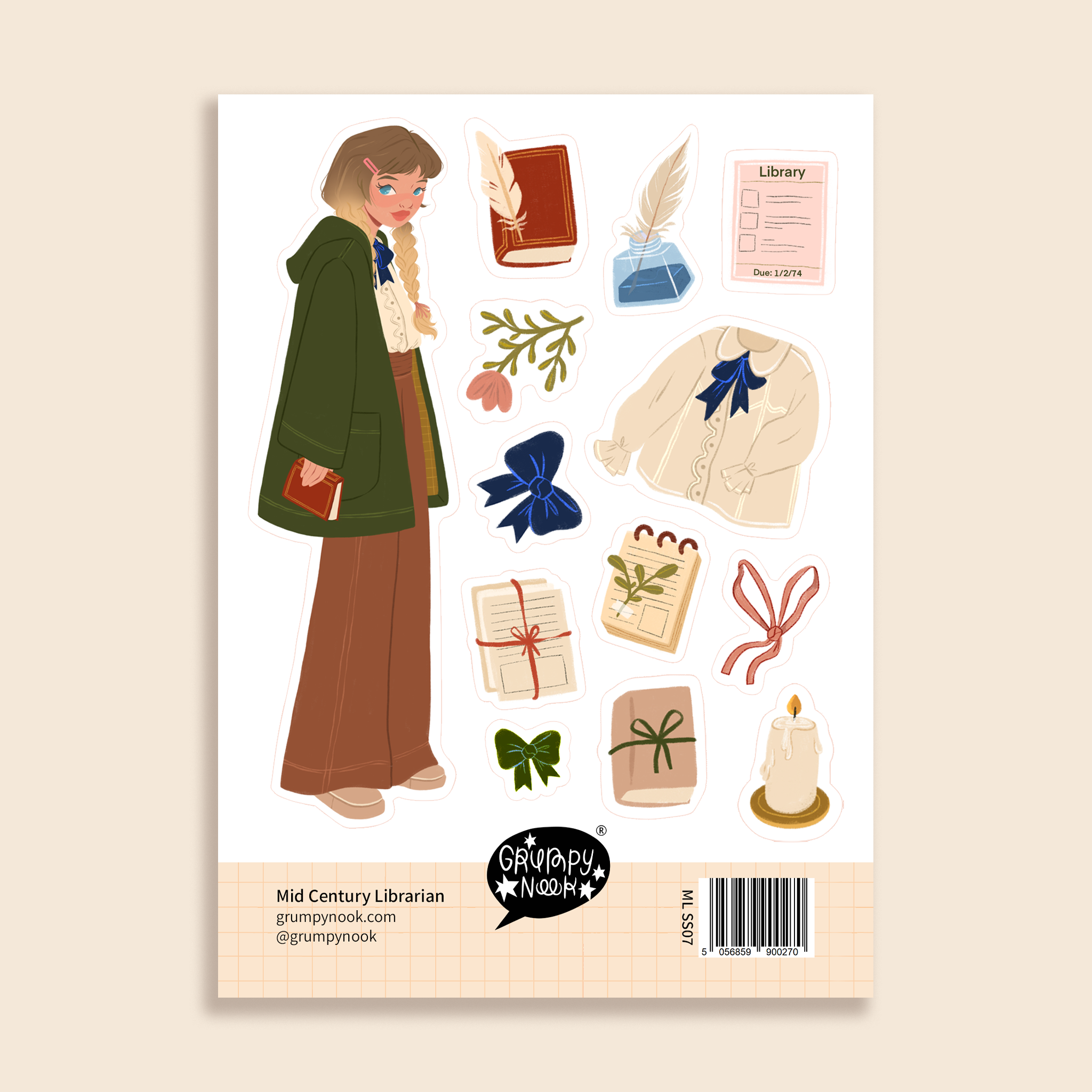 Mid Century Librarian Sticker Sheet