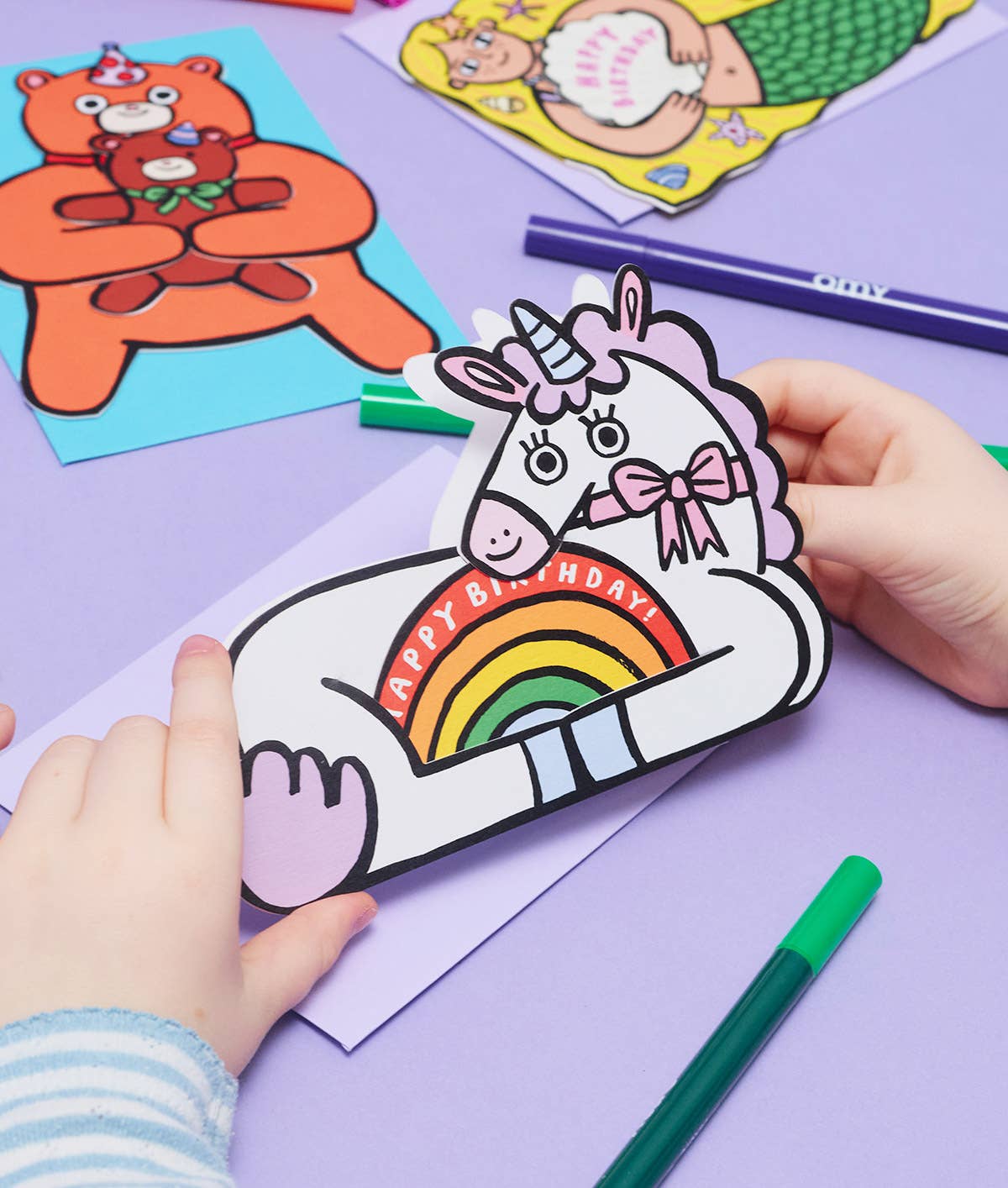 Unicorn With Mini Card Kid's Greeting Card