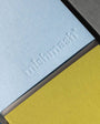 Color swatches with 'mishmash' branding on a blue, gray, and yellow background