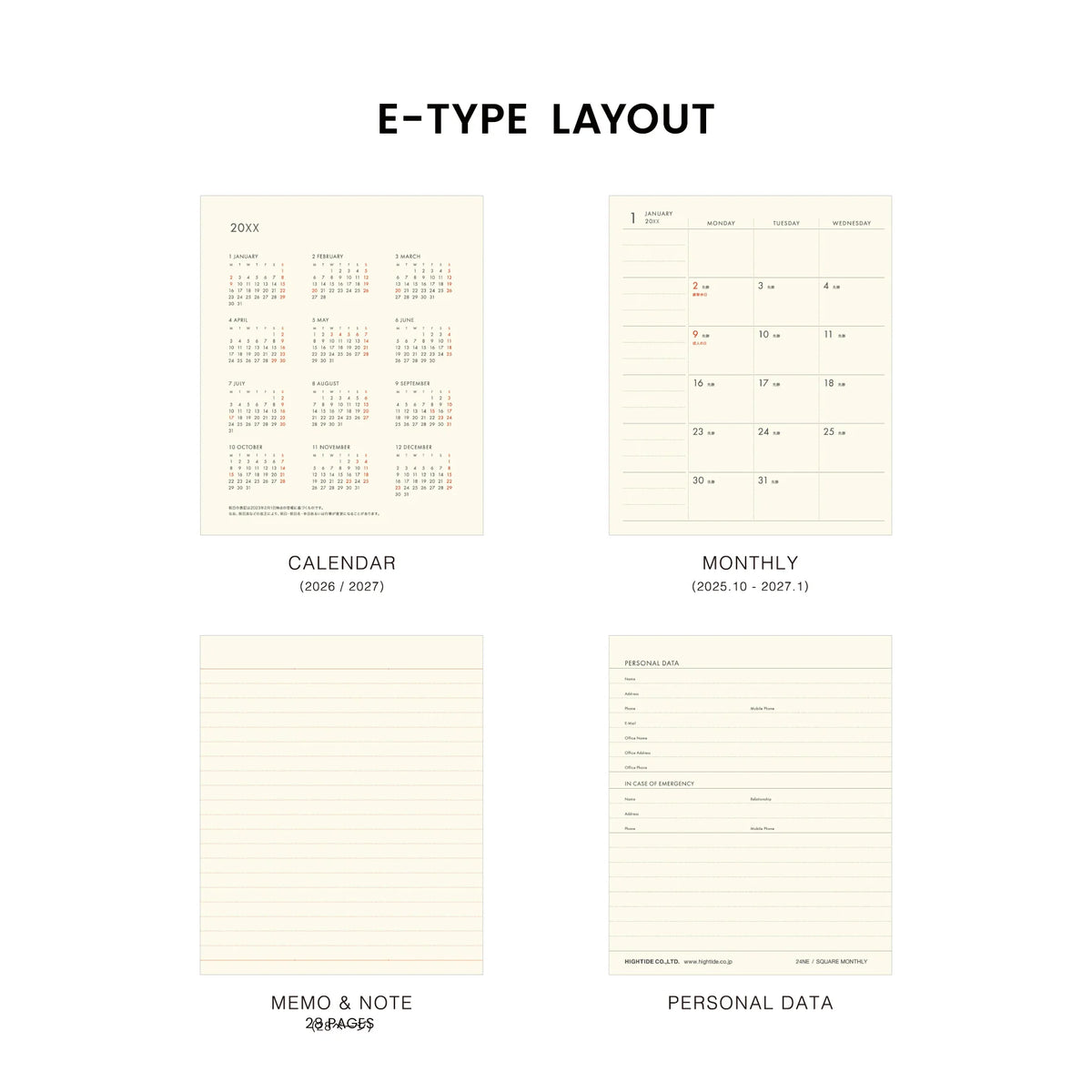 Hightide 2027 Nahe Square Monthly Planner