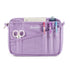 Purple organizer pouch with compartments for stationery items on a white background